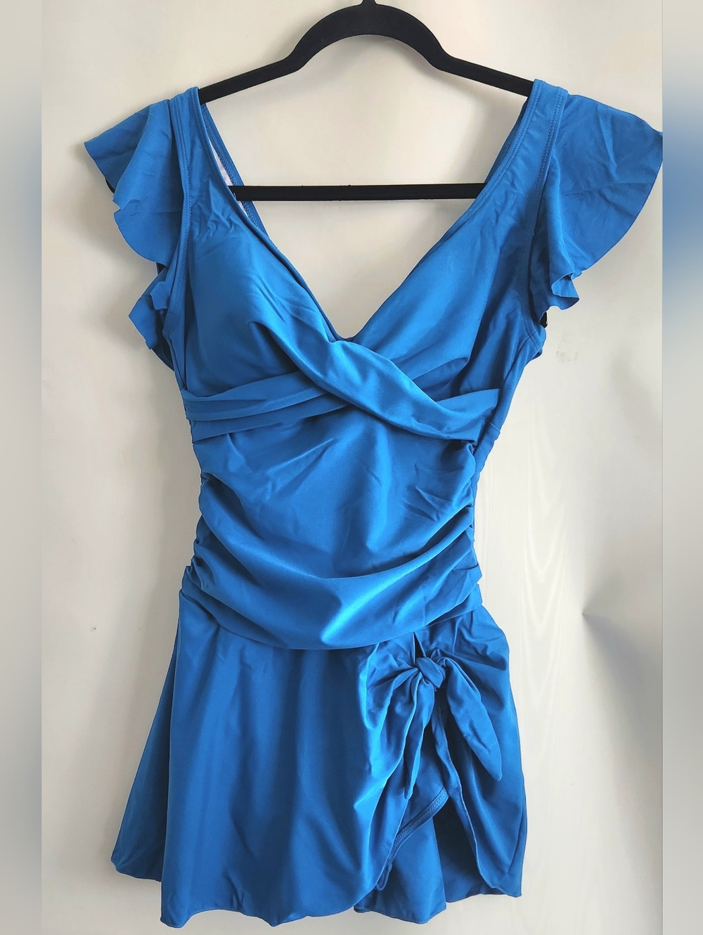 NWT Aidonger Women's V-neck Ruffle One Piece Swimdress Tummy Control